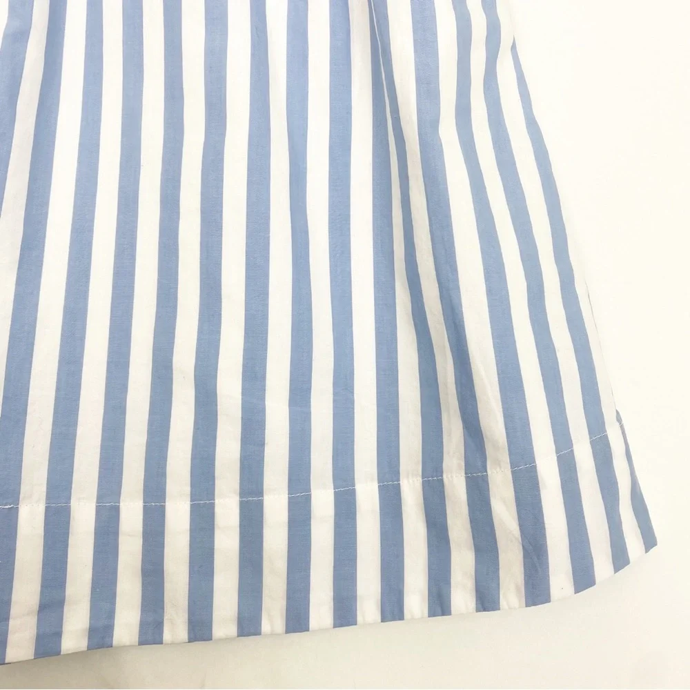 J. Crew Smocked Puff Sleeve Cotton Poplin Dress: Blue White Stripe Nautical - Picture 9 of 14